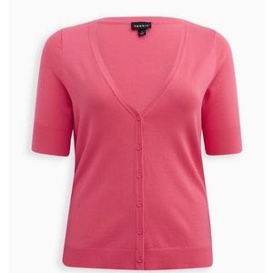 Torrid V-neck Cardigan Short Sleeved Fitted Cardigan Size 2 - NWT